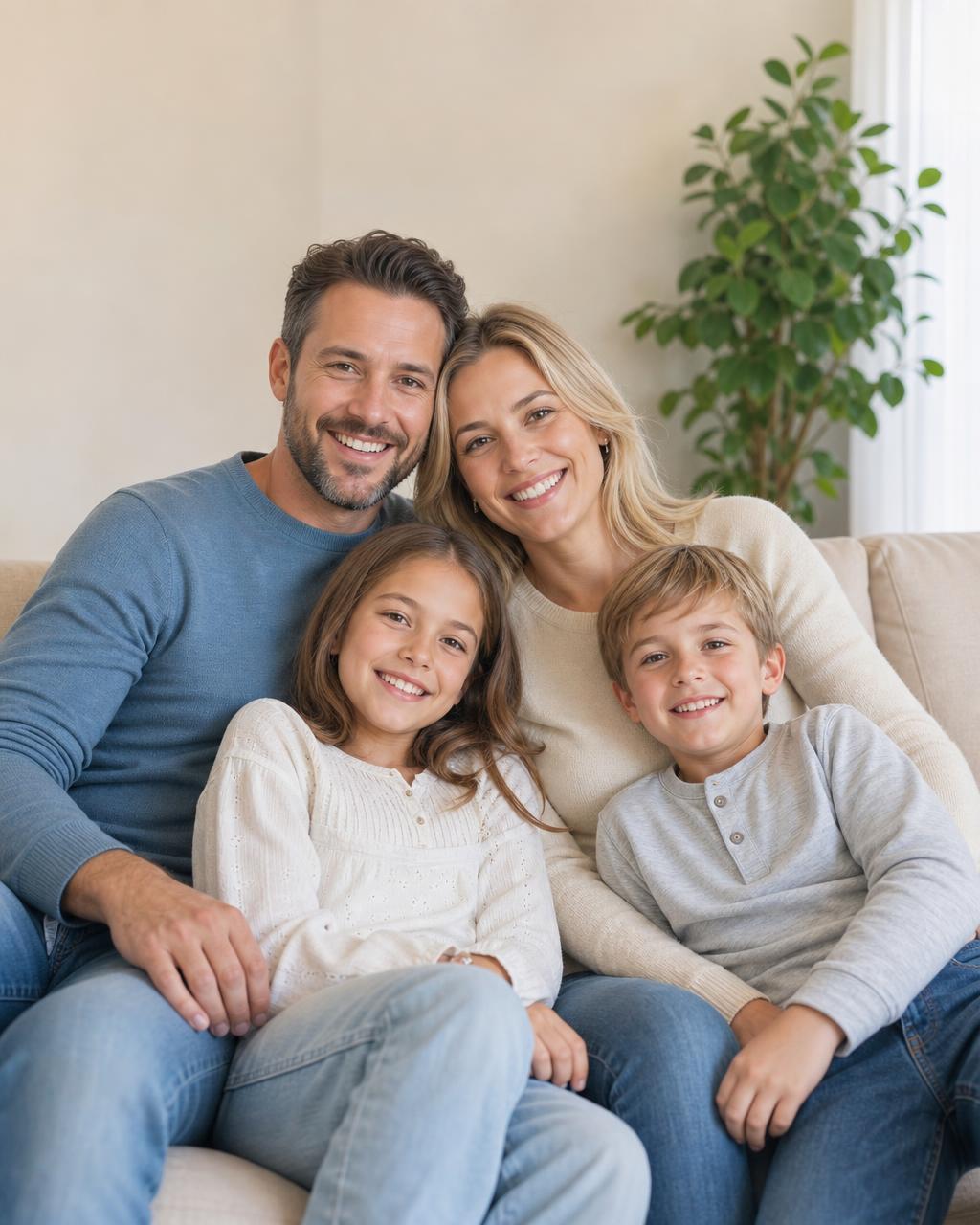 A happy family with fresh, natural smiles, dental cleaning patients of The Center for Dentistry of Vernon in Vernon Township, NJ
